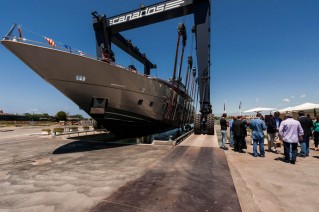 Canados 120 motor yacht Far Away at launch Photo Credit AB Photodesign